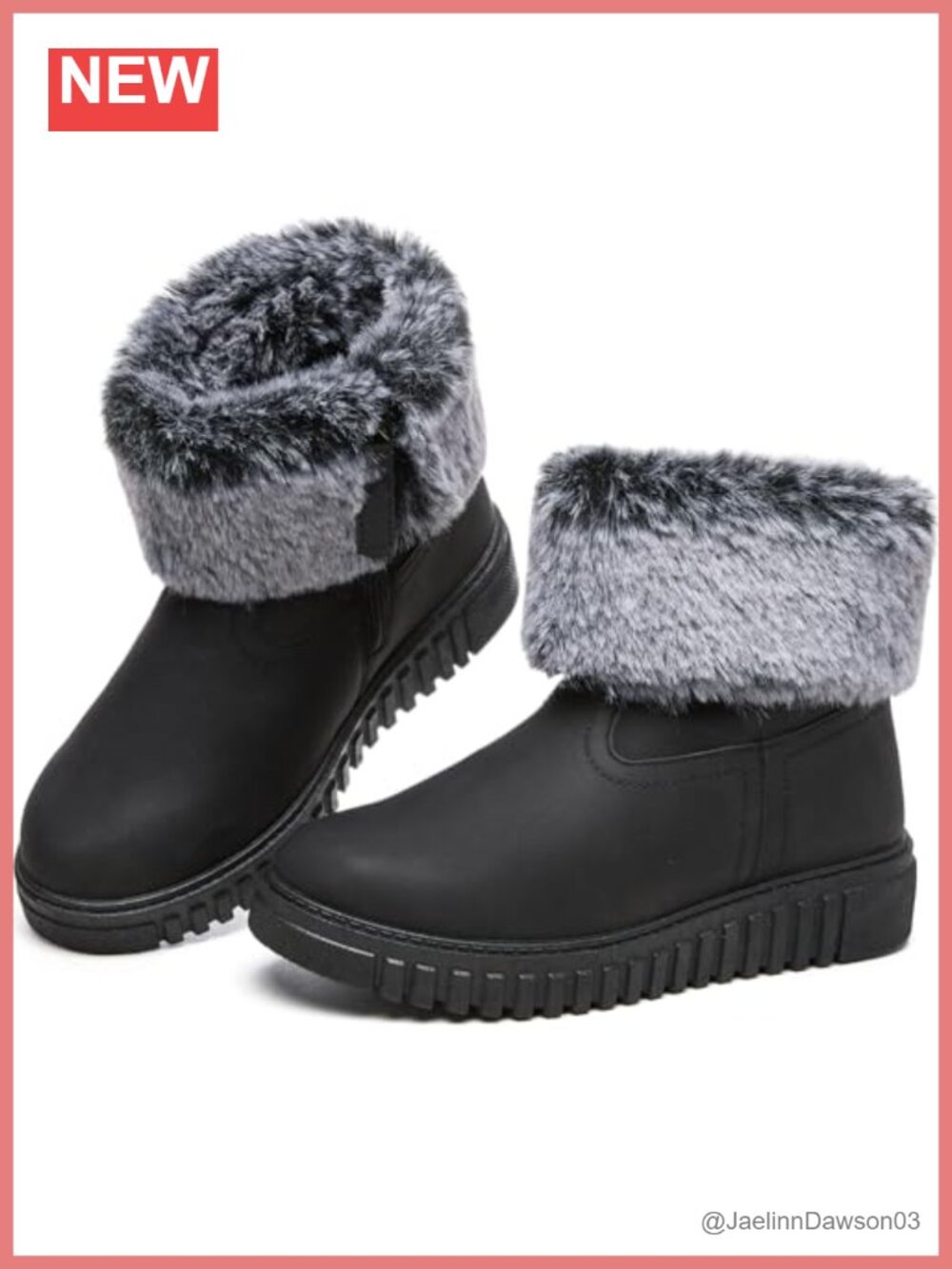 BENPAO Women's Fuzzy Mini Short Ankle Booties Water-Resistant Faux Leather